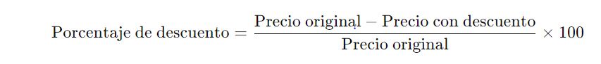 Porcentaje de descuento